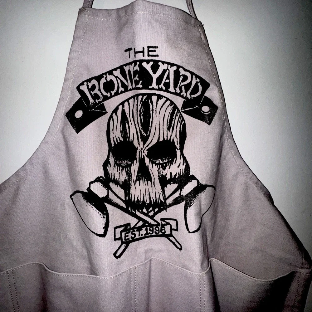 Hardwood Living Apron Boneyard Skull Hatchet BBQ Grilling Father's Day Gift NWT